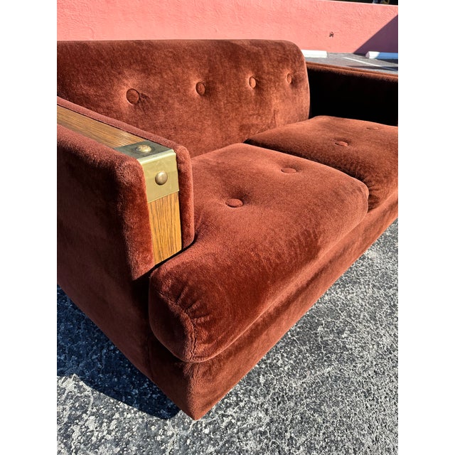 Wood Vintage 1970’s Faux Fur Loveseat For Sale - Image 7 of 11
