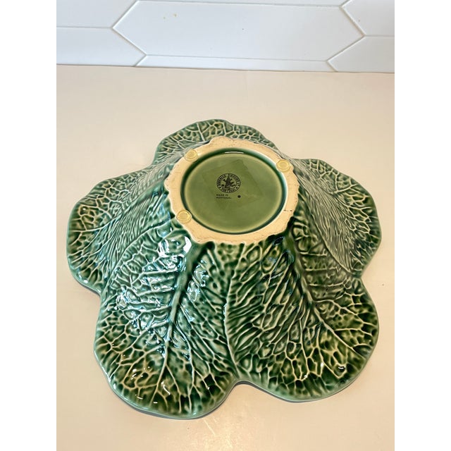 Vintage Portuguese Bordallo Pinheiro Cabbage Ware Deep Serving Bowl For Sale In Denver - Image 6 of 9