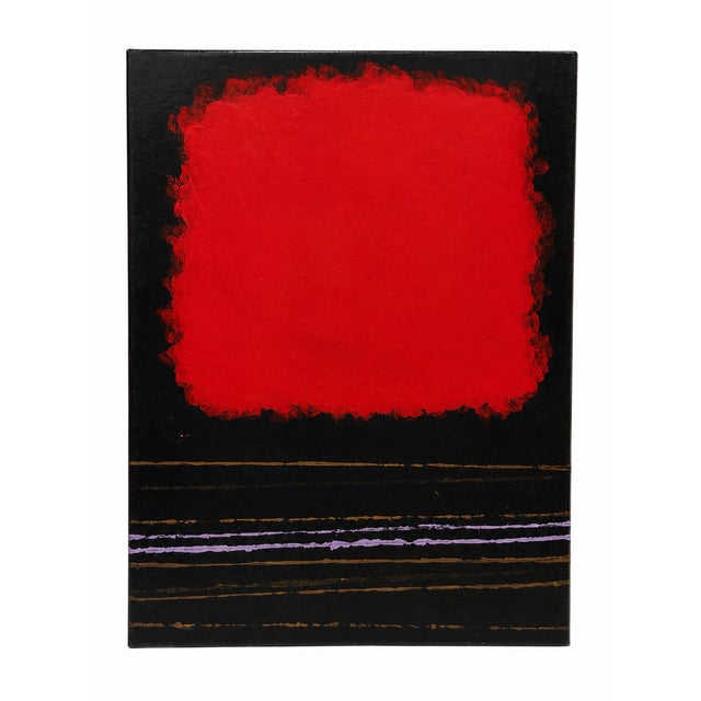 Striking original abstract acrylic painting dating to 1989, titled “Variation on a Borrowed Inspiration (Rothko’s Baby).”...