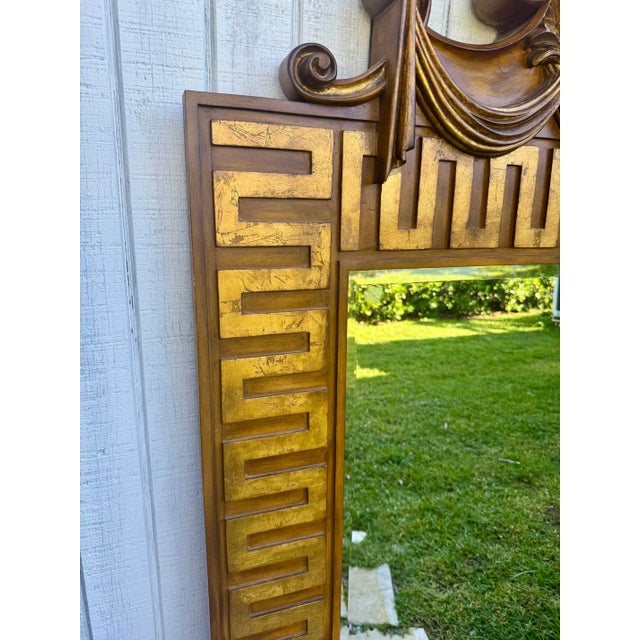 Large 58 1/2” Decorator Neoclassic Greek Key Swag Top Mirror For Sale - Image 4 of 9