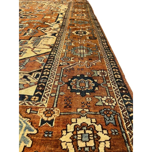 Mid 18th Century Rust Hand Knotted Persian Antique Serapi For Sale - Image 10 of 13