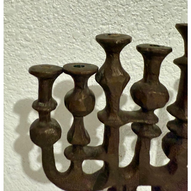 Milton Hebald, Milton Hebald Mid Century Bronze Menorah Sculpture WPA Artist Modernist Judaica, 1969 For Sale - Image 13 of 15