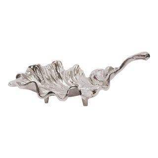 Calathea Leaf Polished Silver Sculpture- Small For Sale