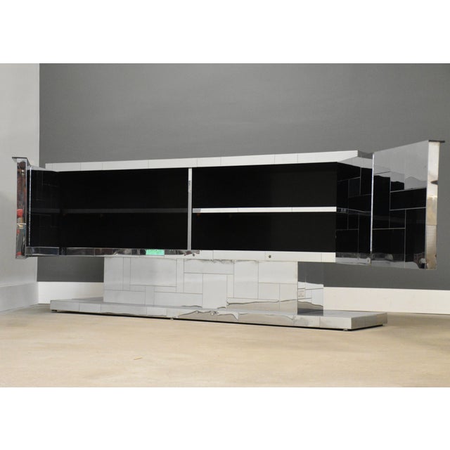 Brutalist Paul Evans for Directional Cityscape Chrome Cabinet Credenza For Sale - Image 3 of 12