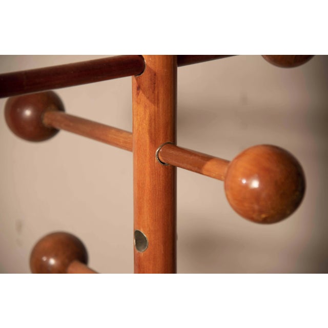 1970s Floor Ceiling Hangers with Spherical Elements in Walnut, 1970s, Set of 2 For Sale - Image 5 of 13