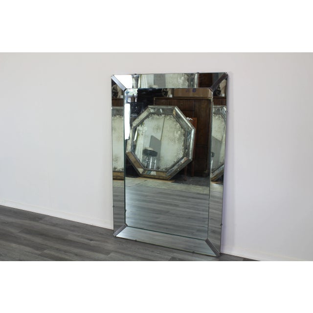 Large Mid Century Modern Mirror With Chrome Accents For Sale In Miami - Image 6 of 7