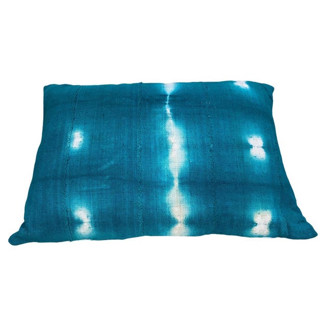 Green over-dyed mud cloth Mali textile from West Africa. Double backed with concealed zipper. Insert included. Andrianna...