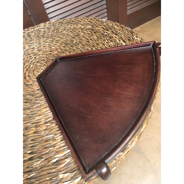 Wood Large Rattan Coffee Table With Floating Table Top For Sale - Image 7 of 13