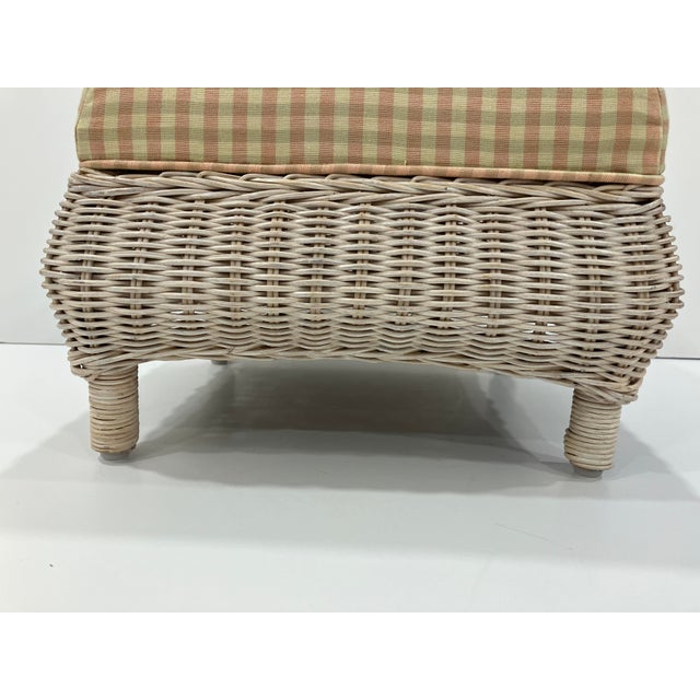Coastal Vintage Pair of Petite Wicker Ottomans For Sale - Image 3 of 9