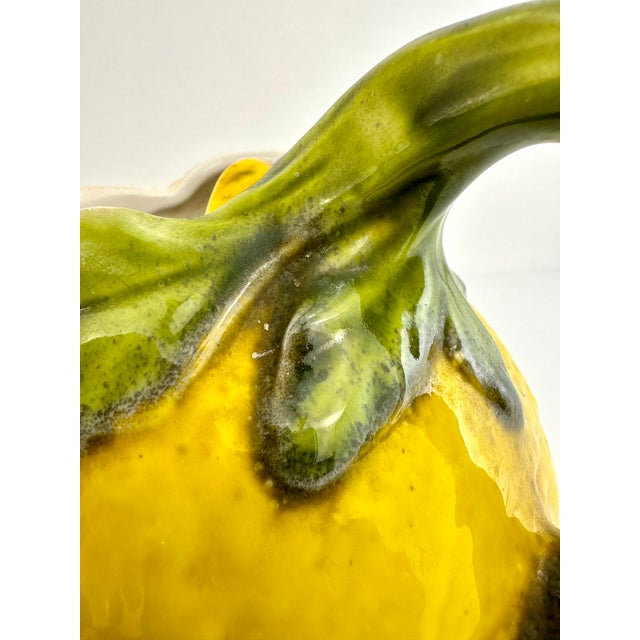 Rustic European 1960s Vintage French Hand Painted Ceramic Lemon Pitcher For Sale - Image 3 of 10