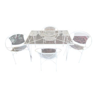 MCM Atomic Radar Santorini Wrought Iron Table and Chair Set, 5 Pieces For Sale