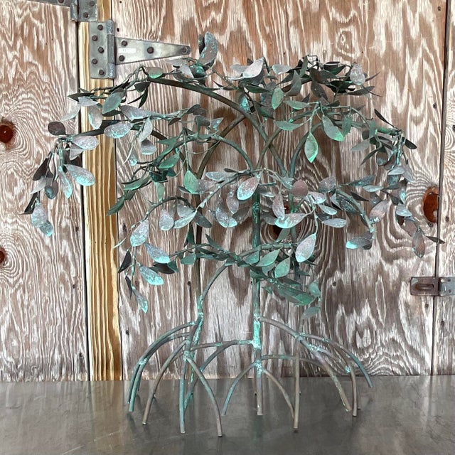 Metal Vintage Boho Patinated Metal Mangrove Wall Sculpture For Sale - Image 7 of 8