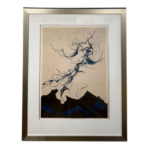 Framed Abstract Aquatint Etching, Artist Yannick Ballif