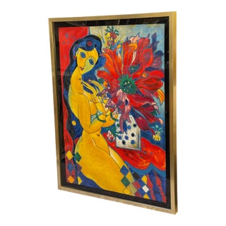 Tie Feng Jiang "Beauty and Flowers" Framed Serigraph 70/300 For Sale