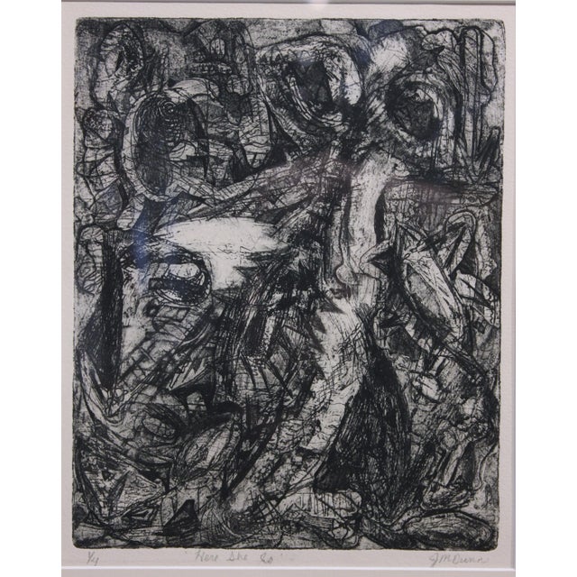 J. M. Dunn "Here She Is" Black and White Abstract Lithograph Edition 1 of 4 20th Century For Sale - Image 4 of 7