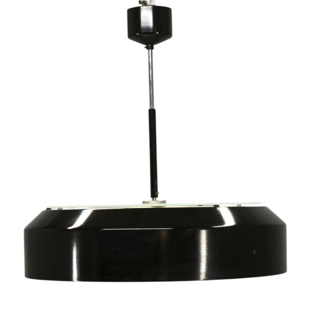 Modernist Black Glass Pendant Light from Napako, Czechoslovakia, 1960s For Sale