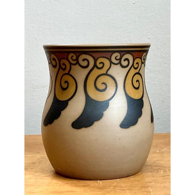 Vintage Swirl Motif Ceramic Vase For Sale - Image 4 of 12