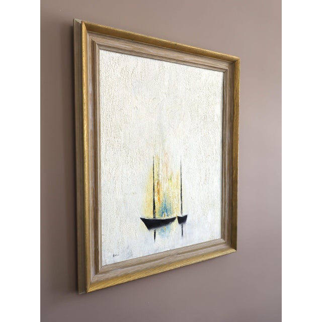 Mid-Century Modern 'Where Light Rests' Sewdish Minimalist Abstract Seascape Oil Painting, Framed For Sale - Image 4 of 12