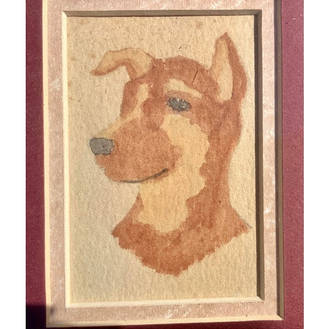 American Watercolor Dog Portrait Early 20th Century, Framed For Sale - Image 3 of 4