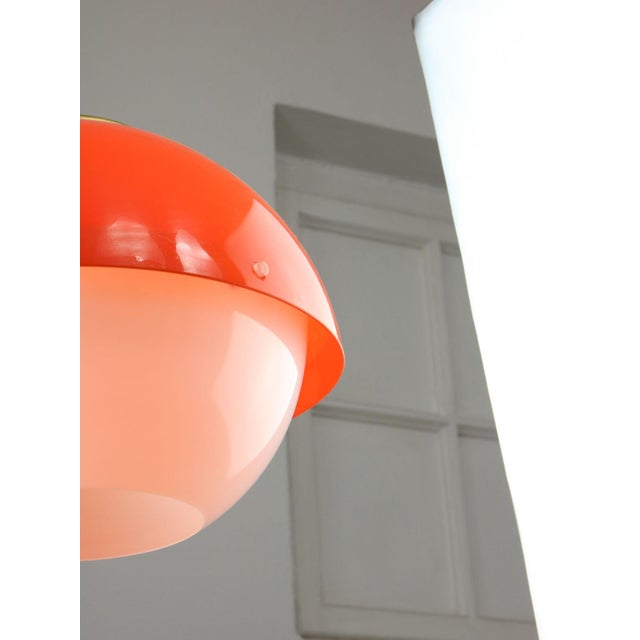 Italian Space Age Orange Acrylic Glass and Brass Pendant Lamp, 1970s For Sale - Image 4 of 16