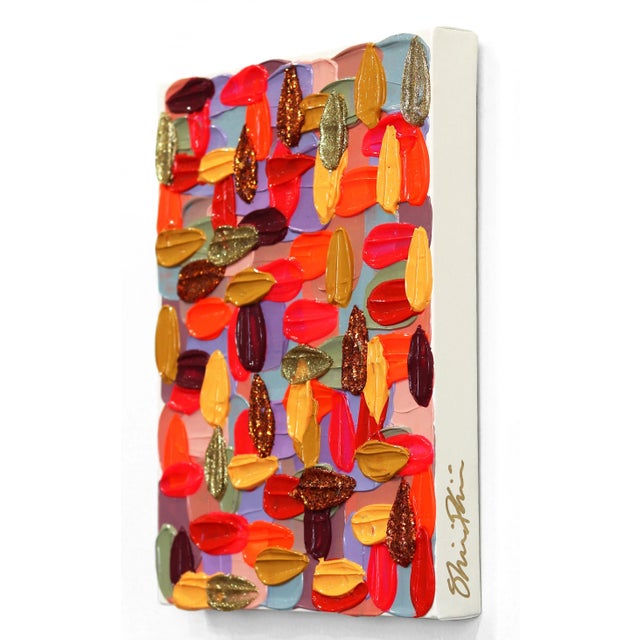 Textured Playful Abstract Painting "Lipstick Pink" Original Artwork by Shiri Phillips For Sale In Los Angeles - Image 6 of 11