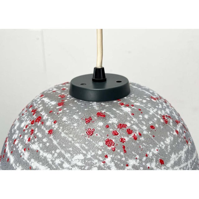 Mid-Century Modern German Space Age Glass Pendant Lamp with Red Paint Splashes, 1960s For Sale - Image 12 of 18