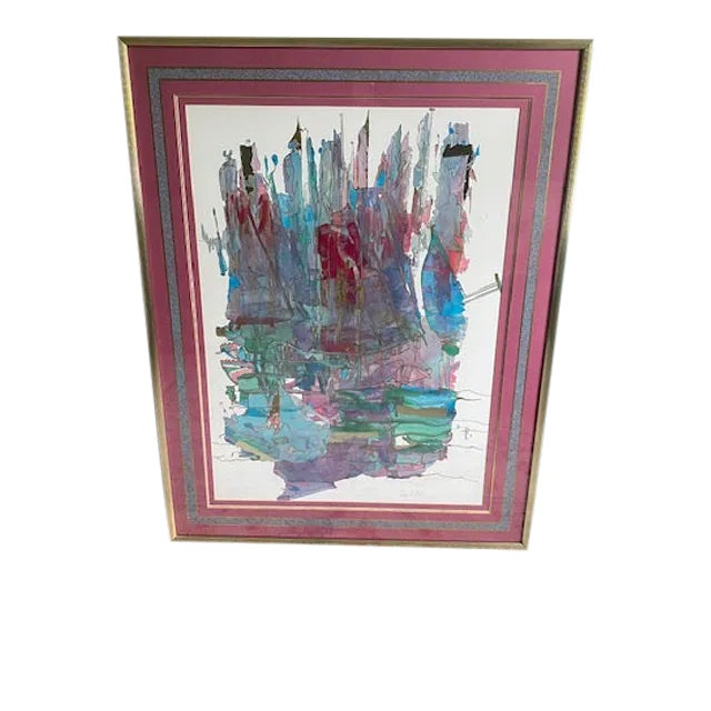 Contemporary Signed Jan Il Yang Abstract Collage, Framed For Sale