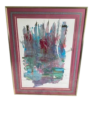 Contemporary Signed Jan Il Yang Abstract Collage, Framed