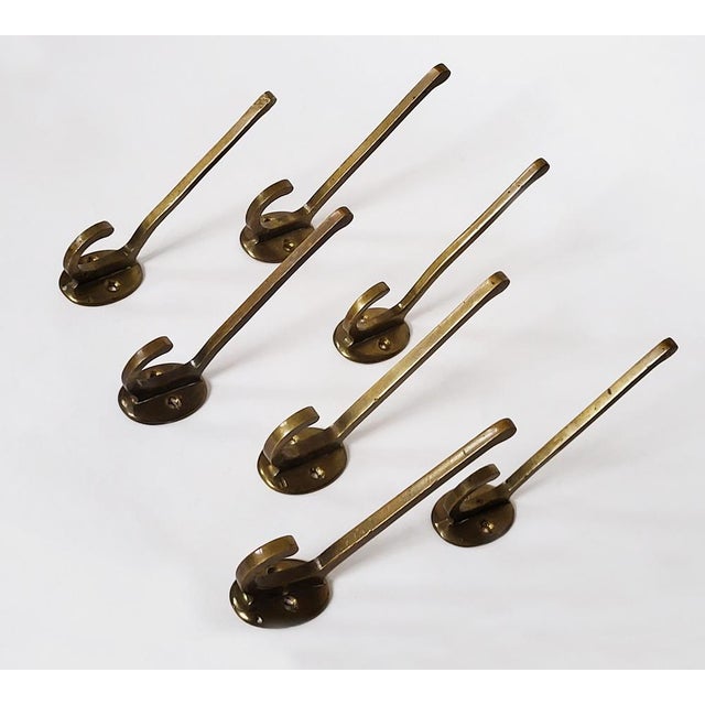 Gold Viennese Art Nouveau Brass Wall Hooks, 1900s, Set of 7 For Sale - Image 8 of 17