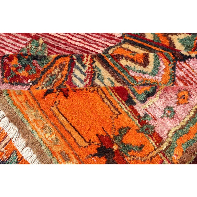 Vintage Caucasian Kazak Rug With Tribal Medallions in Pink and Orange 3'9 X 5'9 For Sale - Image 10 of 11