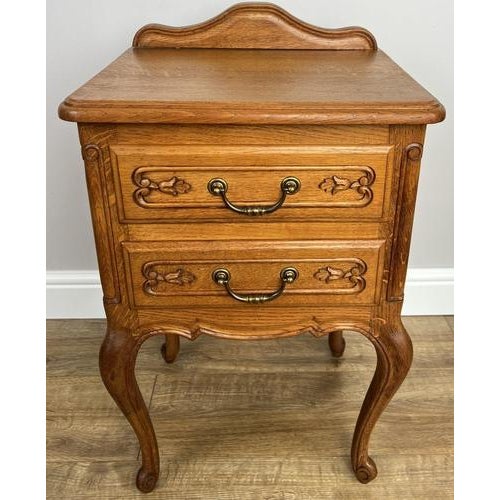 Vintage French Bedside Tables in Oak, Set of 2 For Sale - Image 3 of 12