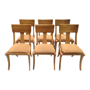 Mid Century Modern Klismos Style Dining Chairs- Set of 6