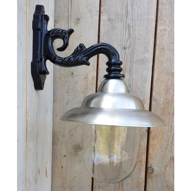 Antique Italian Black Pewter Wall Lantern For Sale - Image 3 of 7