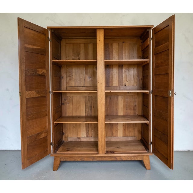 French Modernist Oak Armoire by René Gabriel, 1940s For Sale - Image 9 of 11