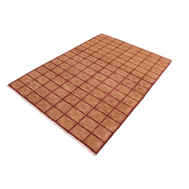 Contemporary 1990s 1990's Shabby Chic Gabbeh Aubergine/Lt. Brown Wool Rug - 8'0" X 9'4" For Sale - Image 3 of 9