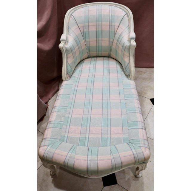 Vintage French Louis Xv Style Carved Distressed Painted Chaise Lounge Sofa Chairish