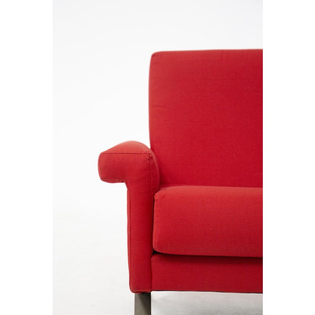 Rare four-seater sofa by ico parisi for cassina model 875 of the 60s. The structure is metal, and the cover is red cotton...