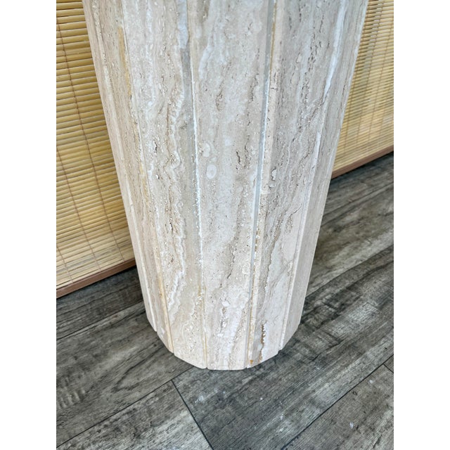 Postmodern Marble and Brass Half-Moon Shaped Side Table in the Artedi Style. Circa 1980s. For Sale - Image 12 of 18