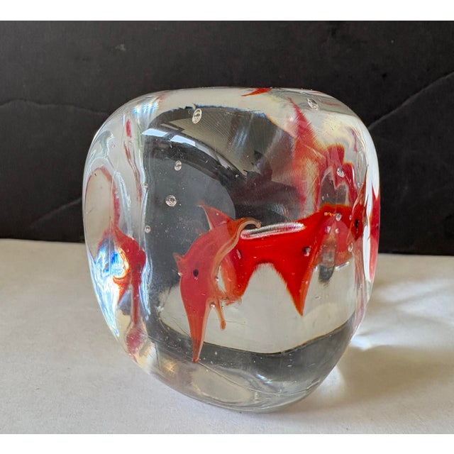Mid-Century Murano Style Aquarium Art Glass Paperweight Sculpture With Red Angelfish For Sale In Indianapolis - Image 6 of 8