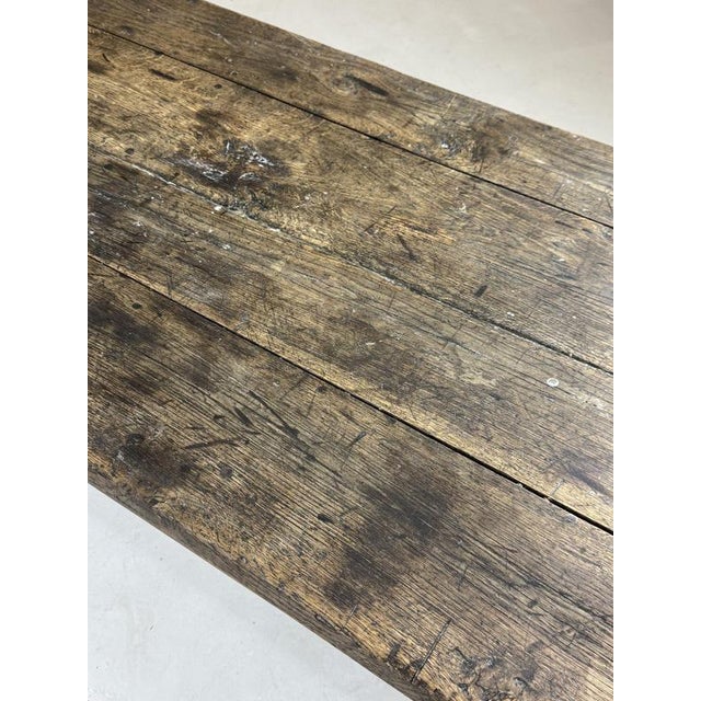 French farmhouse dining table / monastery table. Early 19th century. Made of solid hardwood. Light grey in colour. Rustic...