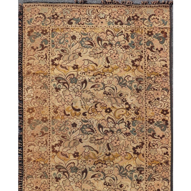 Antique European Tapestry Rug With Floral and Vine Design 4'0" X 9'5" For Sale In Atlanta - Image 6 of 12