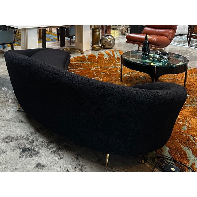 Mid-Century Modern Mid-Century Italian Large Curved Sofa, 1950s - Re-Upholstery Attributed to Federico Munari For Sale - Image 3 of 9