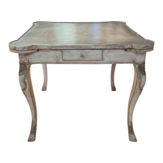 Early 20th Century Carved French Games Table With Leather Top For Sale