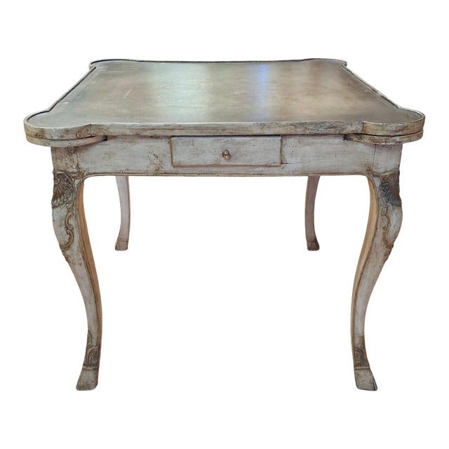 Early 20th Century Carved French Games Table With Leather Top For Sale