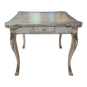 Early 20th Century Carved French Games Table With Leather Top