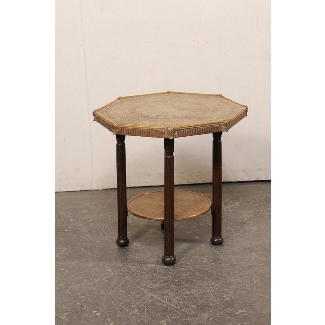 Antique Italian Brass & Wood Accent Table For Sale In Atlanta - Image 6 of 12