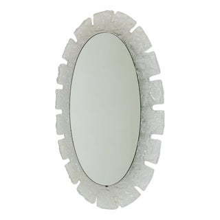 Mid-Century Oval Wall Mirror with Lighting and Acrylic Glass from Hillebrand, 1960s For Sale
