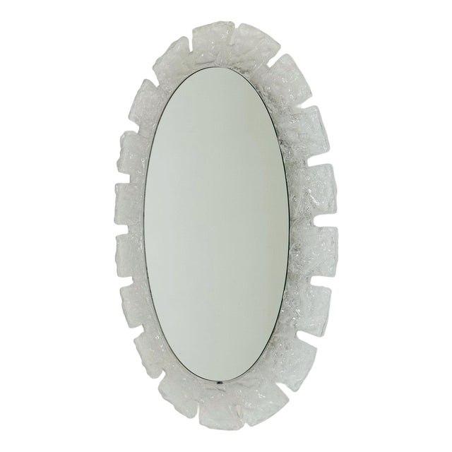 Mid-Century Oval Wall Mirror with Lighting and Acrylic Glass from Hillebrand, 1960s For Sale