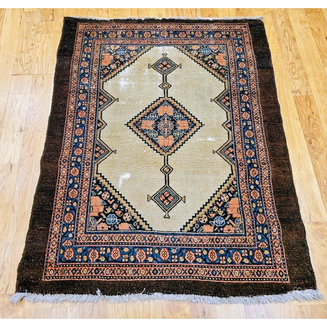 "An exceptional late 19th century Persian Serab camelhair rug of rare near-square proportions — a format actively sought...