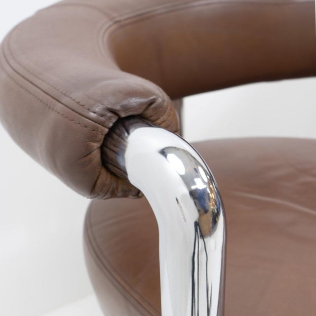 Dining Chairs in Brown Leather attributed to Nienkamper from de Sede, 1980s, Set of 4 For Sale - Image 9 of 15